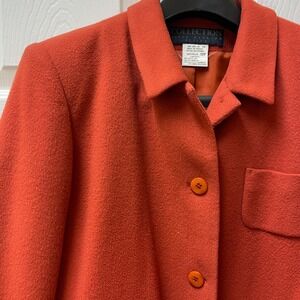 Vintage Harve Benard Petite Sz 12P Burnt Orange Cropped Wool Jacket Blazer Lined